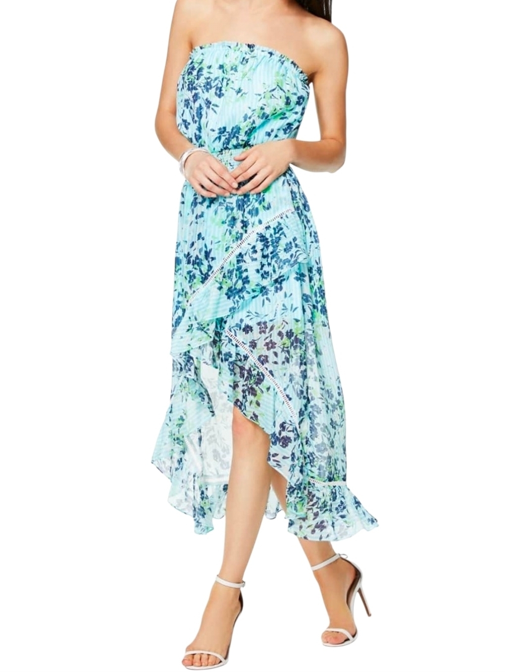 NWT Ramy Brook Manon Silk Sleeveless High-Low Silk Ruffle Dress - Large